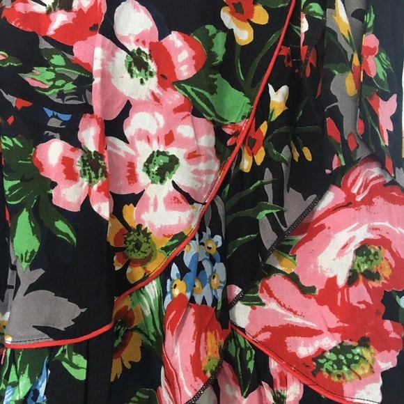 NWT Free People Navy Floral Wrapped Skirt - Picture 5 of 8